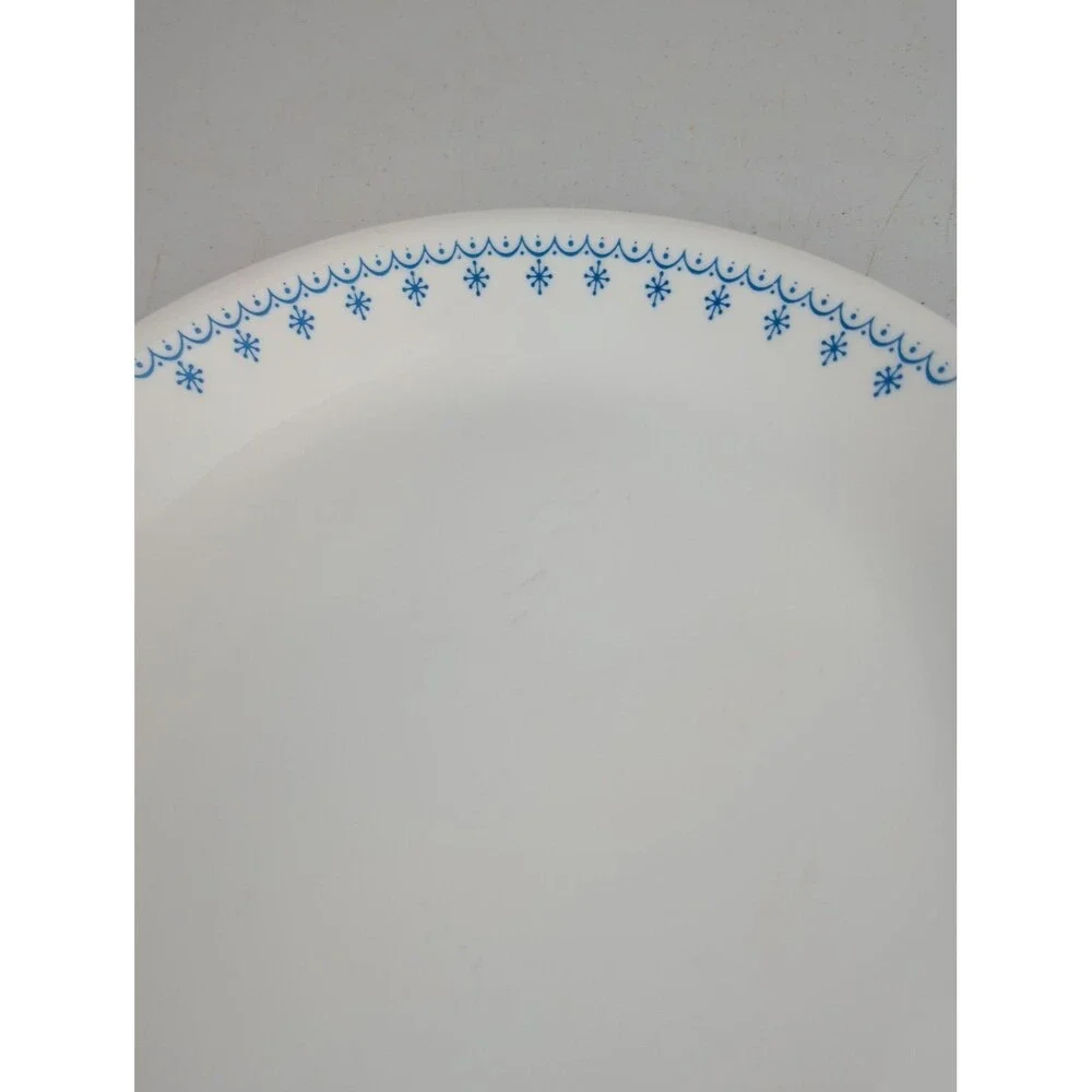 Vintage Corelle Snowflake Blue Oval Serving Plate Platter 12.25 X 10“